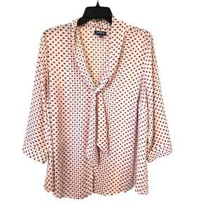 Modcloth Womens Polka Dot Tie Neck Button Front Blouse Plus size 2X Red Blue